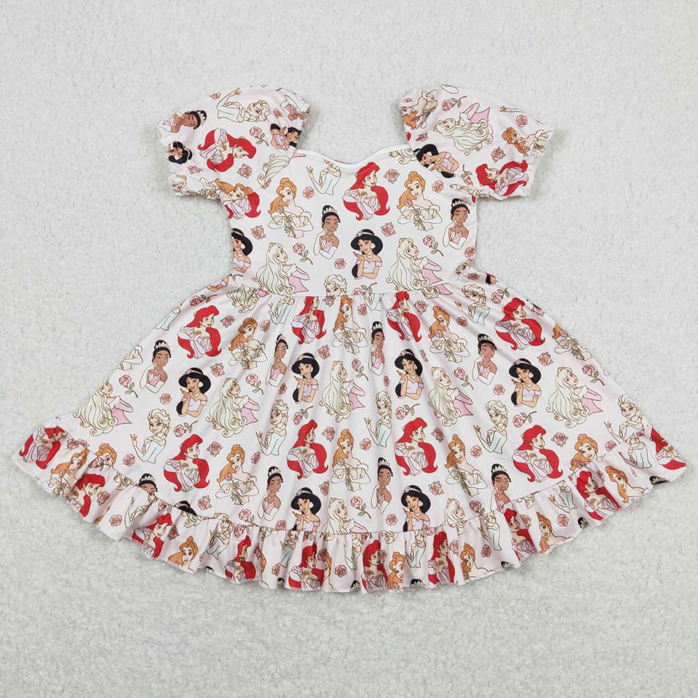 Hot Sale Baby Girls Dress Short Sleeve Knee Length Dresses GSD0877