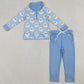 Baby Boys Clothes Blue Checked Santa Button Top Pockets Pants Christmas Clothes Sets BLP1295 10.3