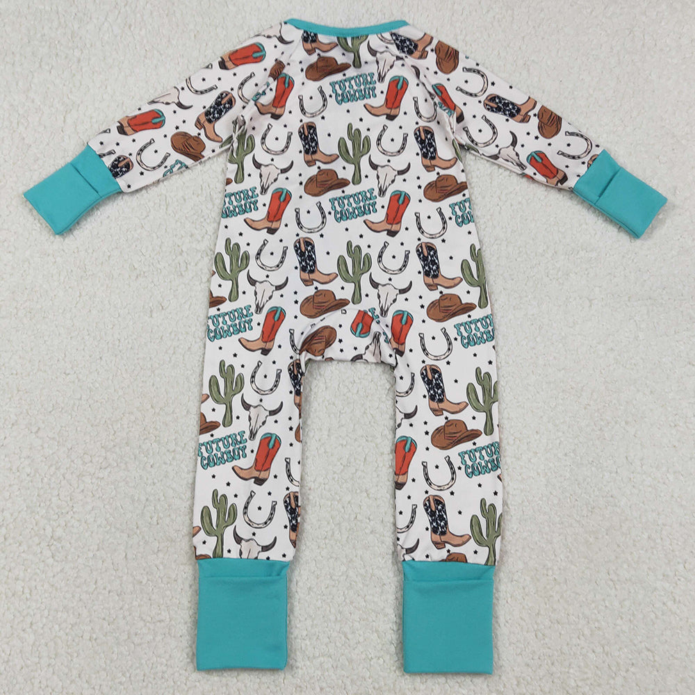 Baby Boys Rompers Cactus Boot Future Cowboys Western Zip Rompers LR2944 1.2