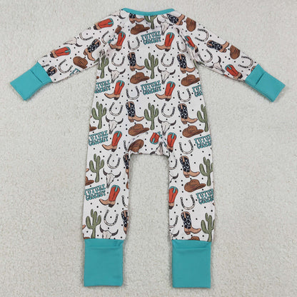 Baby Boys Rompers Cactus Boot Future Cowboys Western Zip Rompers LR2944 1.2