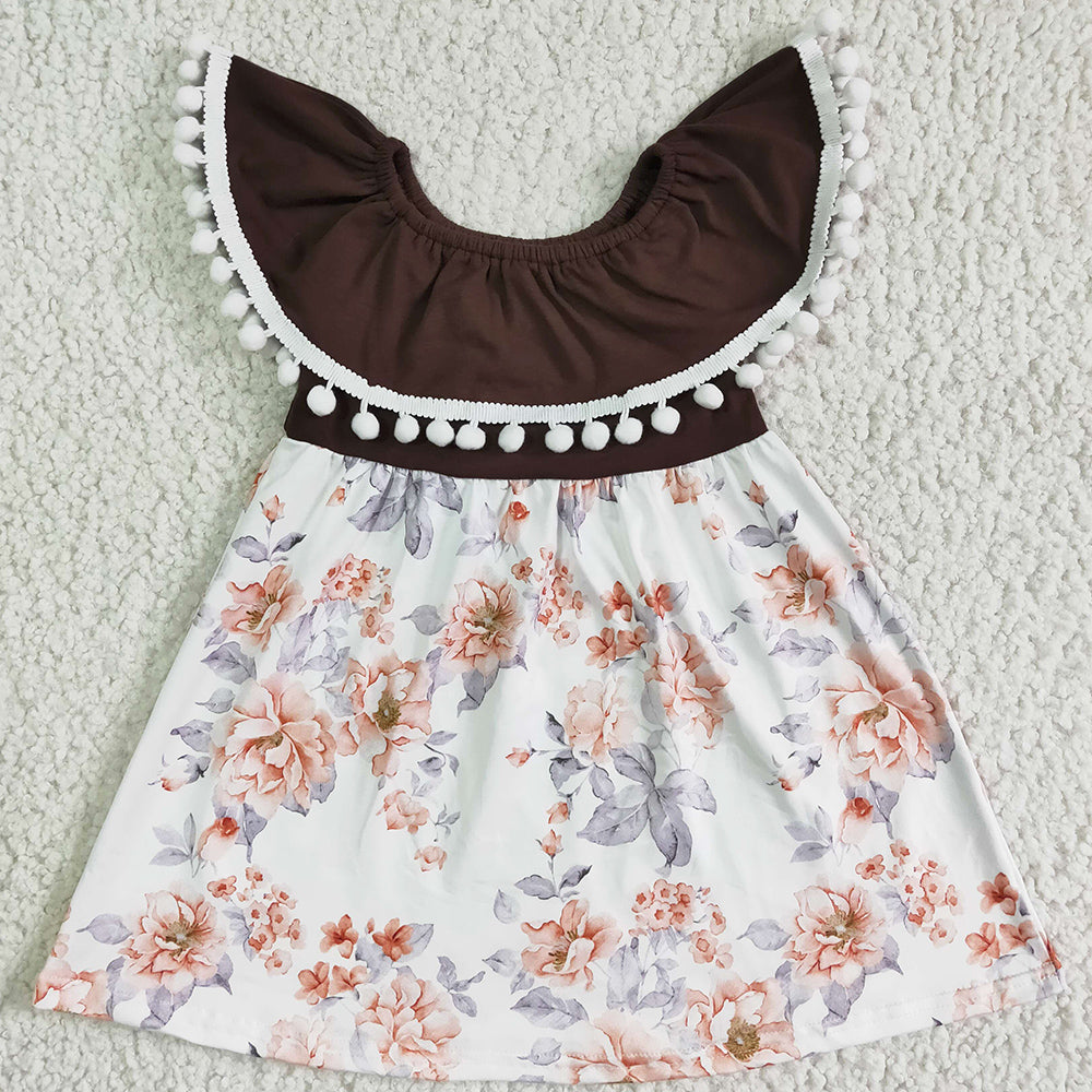 Wholesale Baby Girls Dress Flower Print Boutique Girls Dresses Cute GSD0023