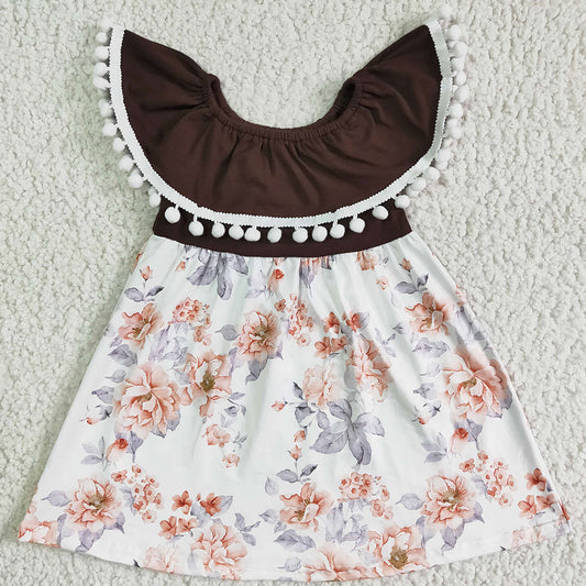 Wholesale Baby Girls Dress Flower Print Boutique Girls Dresses Cute GSD0023