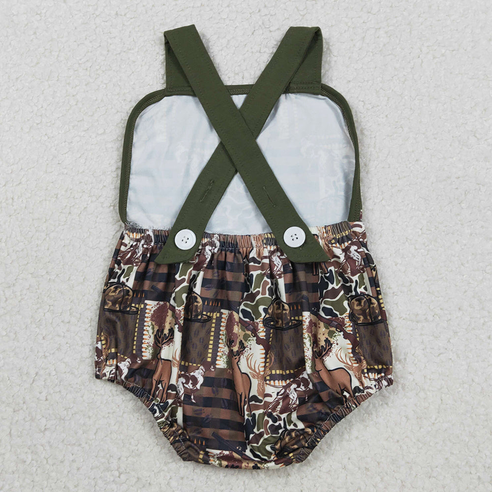 Sibling Baby Rompers Boys Strap Southern Camo Hunting Rompers