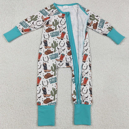 Baby Boys Rompers Cactus Boot Future Cowboys Western Zip Rompers LR2944 1.2