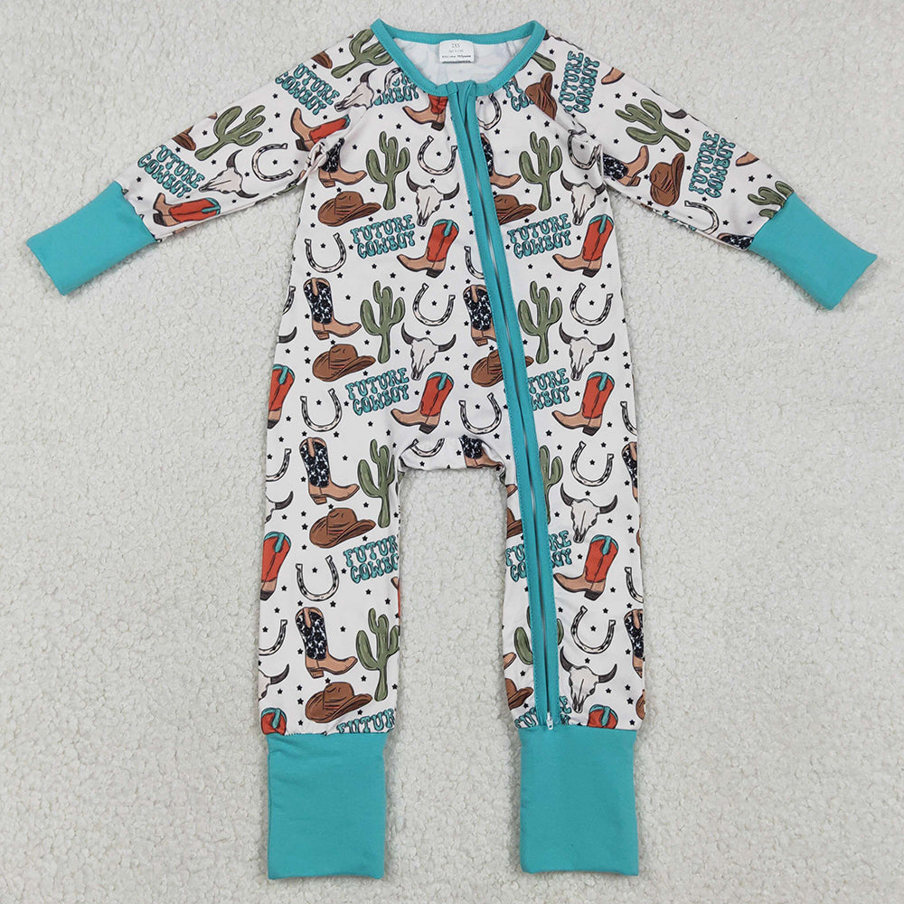 Baby Boys Rompers Cactus Boot Future Cowboys Western Zip Rompers LR2944 1.2