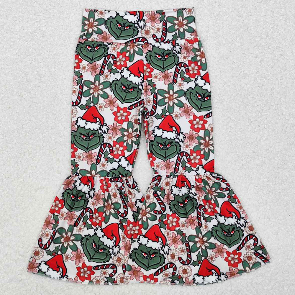 Baby Girls Pants Christmas Green Bell Bottom Pants P0631