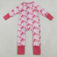 Baby Girls Rompers Pink Bows Santa Christmas Zipper Footie Rompers LR2243 10.3