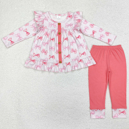 Baby Girls Clothes Pink Bows Tunic Top Legging Sets GLP1958