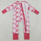 Baby Girls Rompers Pink Bows Santa Christmas Zipper Footie Rompers LR2243 10.3