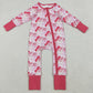 Baby Girls Rompers Pink Bows Santa Christmas Zipper Footie Rompers LR2243 10.3
