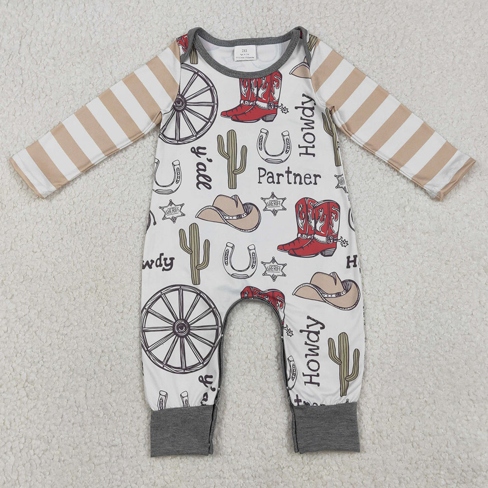 Baby Boys Rompers Cactus Boots Partner Howdy Western Rompers LR2977 1.2