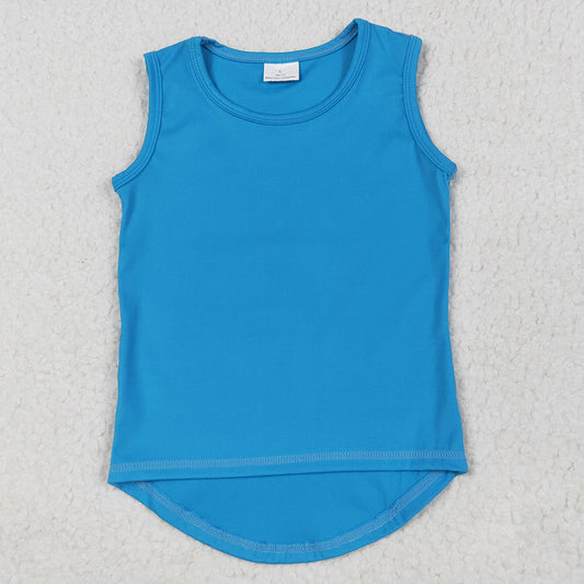 Baby Girls Yoga Clothes Blue Sleeveless Yoga Tee Shirts Vests GT0986 5.26