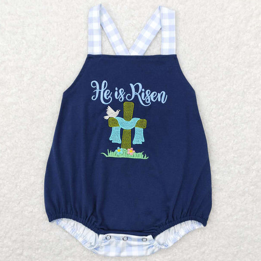 Baby Boys Romper Easter He Is Risen Cotton Embroidery Kids Sibling Rompers SR0565