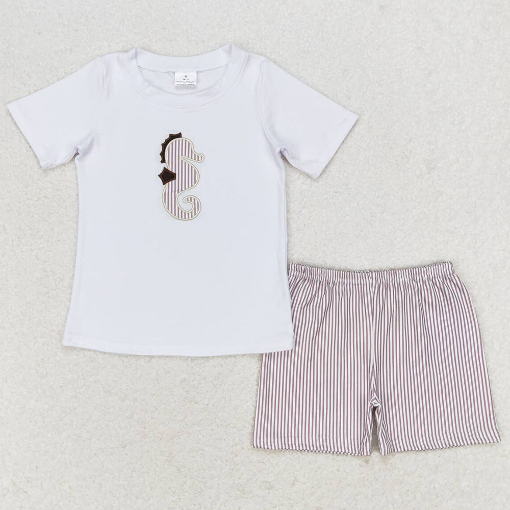 Baby Boys Clothes Sea Horse Short Sleeve Tee Shirts Tops Shorts Sets BSSO0837