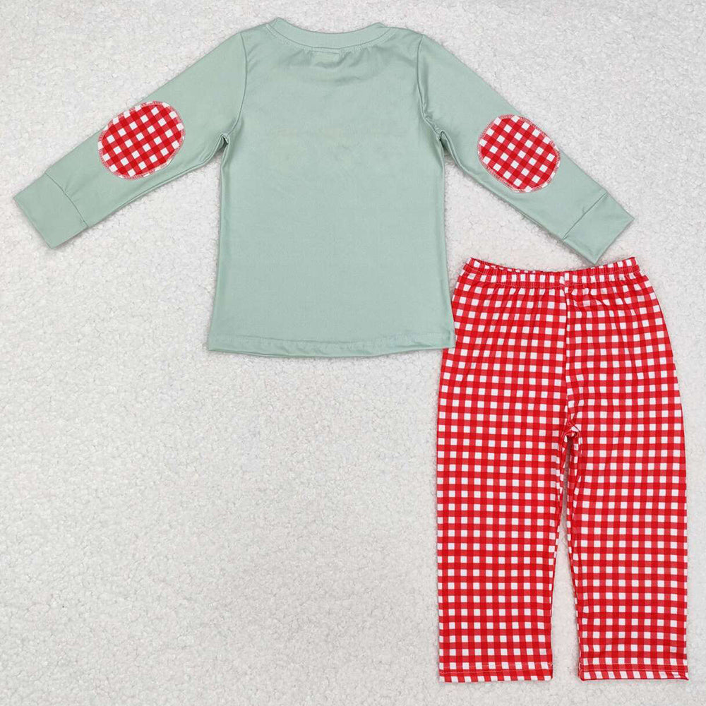 Baby Boys Clothes Christmas Santa Top Red Checkered Pants Outfits Sets BLP0774