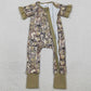Baby Girls Rompers Southern Olive Camo Bows Two Way Zip Convertible Rompers SR3931