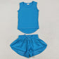 Sibling Baby Girls Yoga Clothes Sleeveless Colorful Yoga Vests Top Ruffle Shorts Sets 5.28
