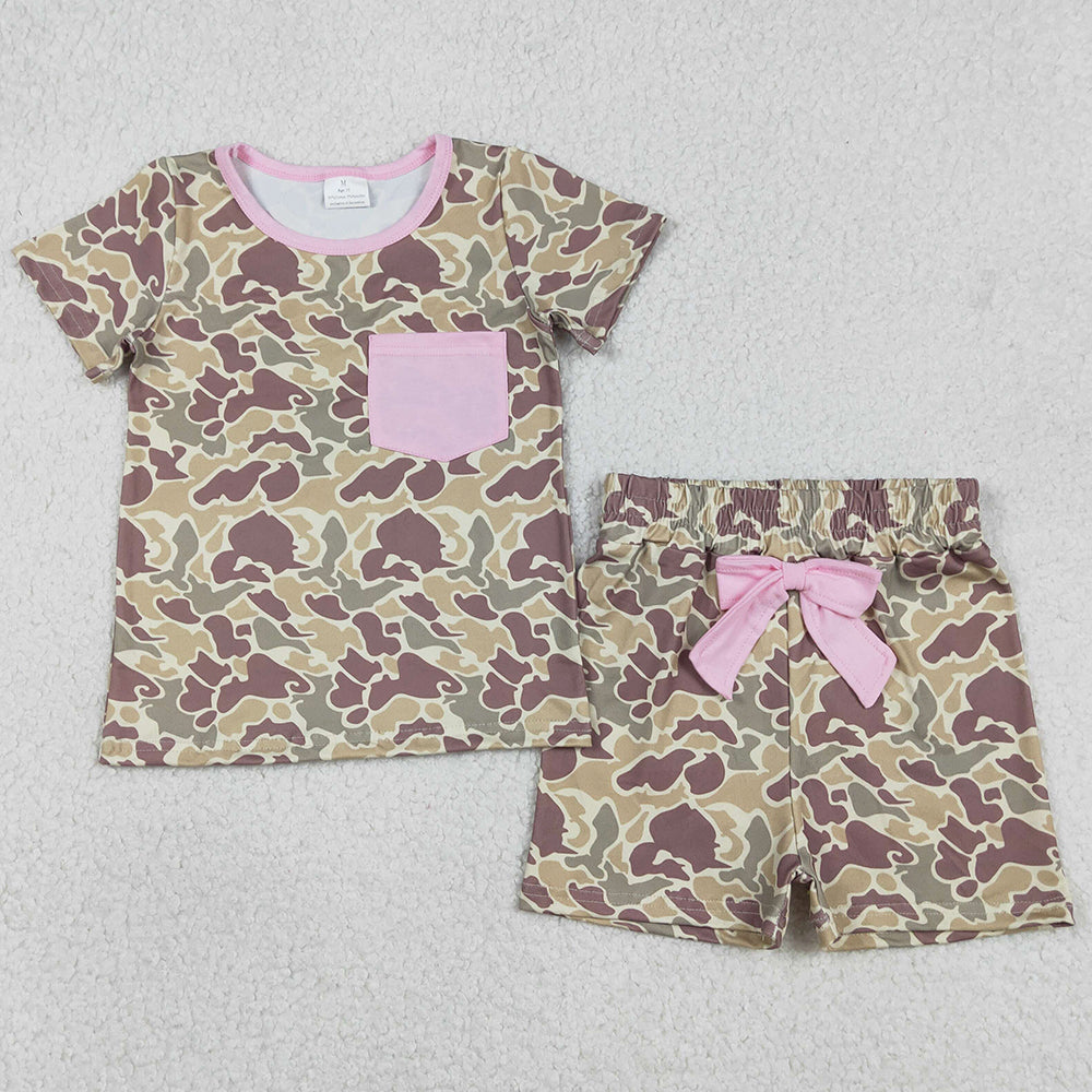 Baby Girls Pajamas Southern Khaki Camo Pocket Top Shorts Pajamas Sets GSSO2994 12.31