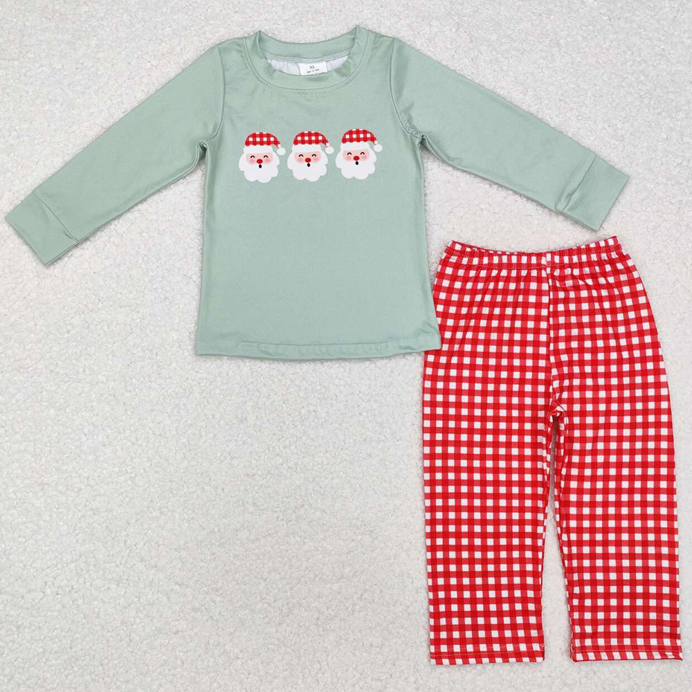 Baby Boys Clothes Christmas Santa Top Red Checkered Pants Outfits Sets BLP0774