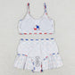 Baby Girls Swimsuits Summer Red Blue Checkered Top Bottoms 2pcs Swimsuits S0287