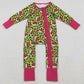 Baby Girls Rompers Leopard Hats Grin Christmas Ruffle Zipper Footie Rompers LR2520 10.3