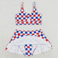 Baby Girls Swimsuits Summer Red Blue Checkered Top Bottoms 2pcs Swimsuits S0287