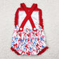 Baby Girls Rompers Red Strap American Babe Blue Bows 4th Of July Rompers SR3048 4.28