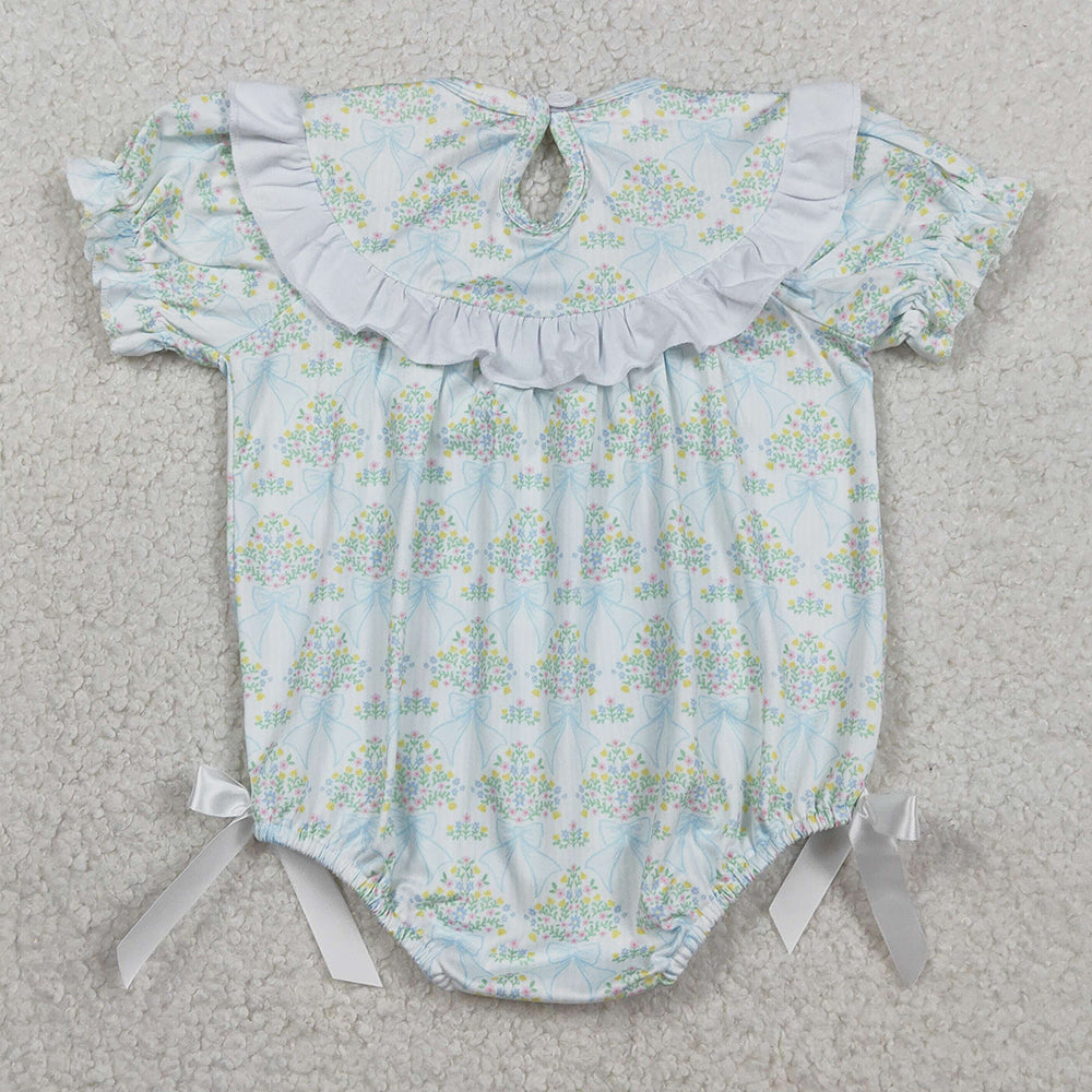 Baby Girls Rompers Smocked Bows Flowers Checked Ruffle Rompers SR3487