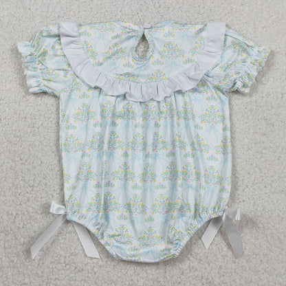 Baby Girls Rompers Smocked Bows Flowers Checked Ruffle Rompers SR3487
