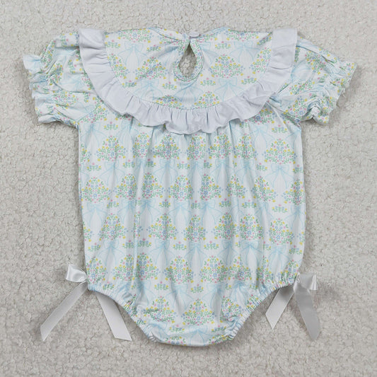 Baby Girls Rompers Smocked Bows Flowers Checked Ruffle Rompers SR3487