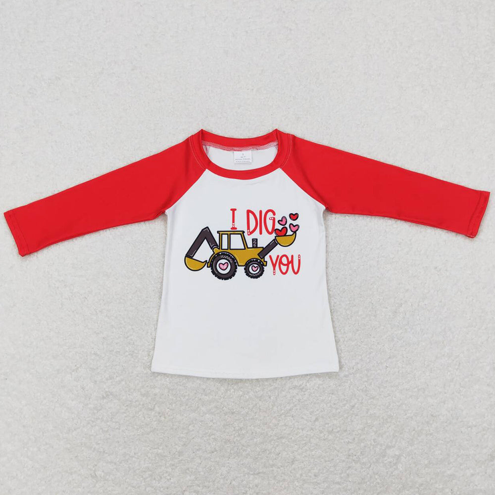 Baby Boys Clothes T-shirt Long Sleeve Dig Tractor Tee Shirts Tops BT0523