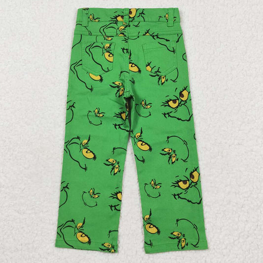 Baby Boys Jeans Pants Christmas Green Frog Face Denim Pants Jeans P0485