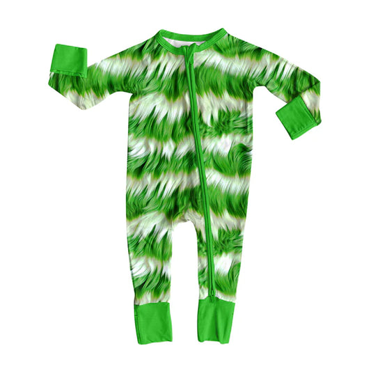 Preorder(moq 5)Baby Infant Boys Long Sleeves Fur Print Christmas Zipper Rompers 7.30
