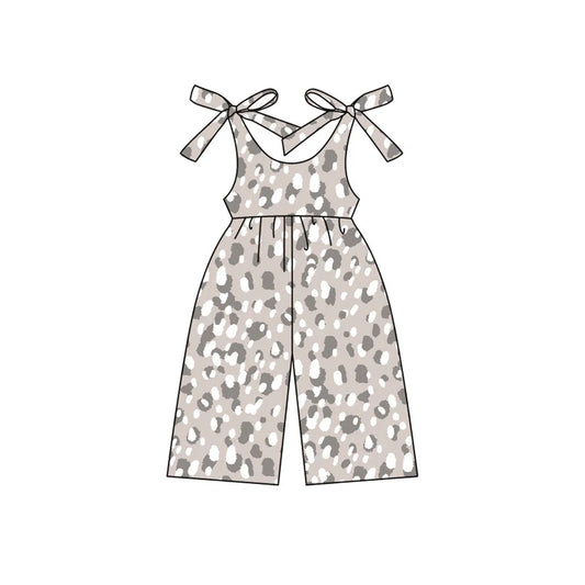 Preorder moq 5 Baby Girls Sleeveless Gray Leopard Jumpsuits 4.15