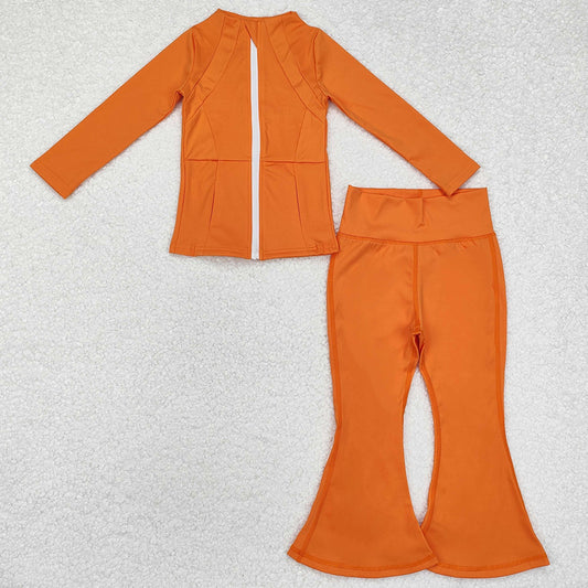 Baby Girls Clothes Orange Yoga Active Wear Jackets Pants 2pcs Clothes Sets GLP2117