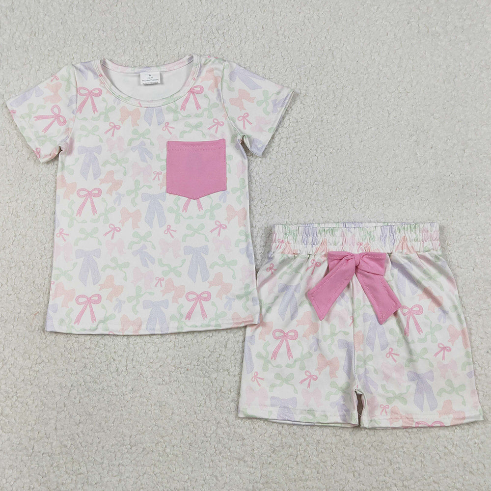 Baby Girls Clothes Colorful Bows Pocket Top Shorts Clothes Sets GSSO2990 1.5