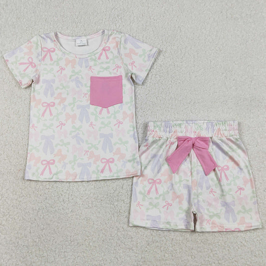 Baby Girls Clothes Colorful Bows Pocket Top Shorts Clothes Sets GSSO2990 1.5