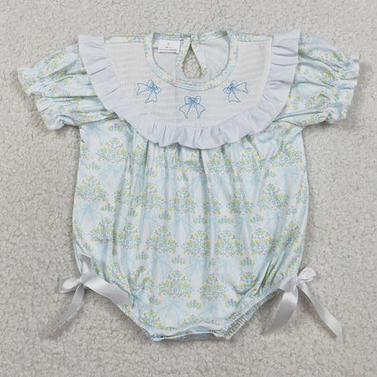 Baby Girls Rompers Smocked Bows Flowers Checked Ruffle Rompers SR3487