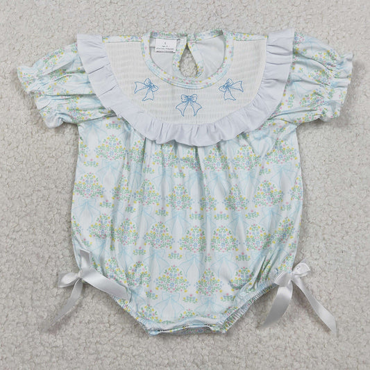 Baby Girls Rompers Smocked Bows Flowers Checked Ruffle Rompers SR3487