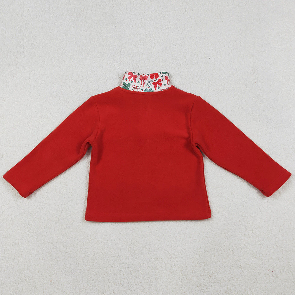 Baby Girls Clothes Red Green Bows Christmas Zipper Pullover Top GT1150 10.14