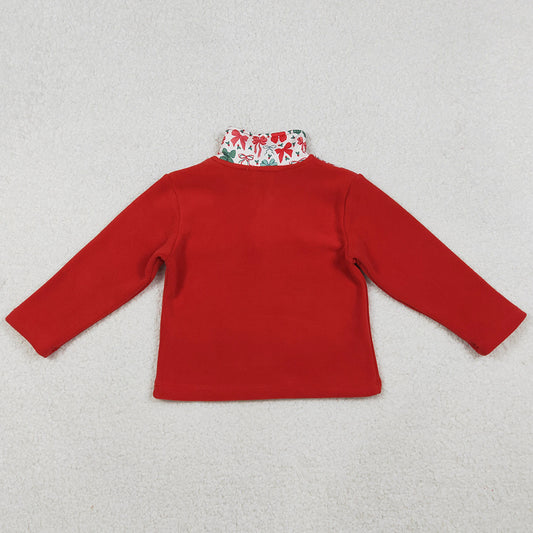 Baby Girls Clothes Red Green Bows Christmas Zipper Pullover Top GT1150 10.14