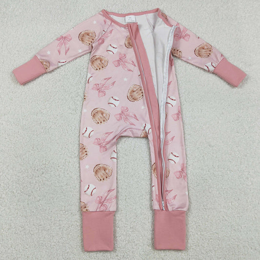 Baby Girls Rompers Pink Hats Baseballs Team Zip Rompers LR2967 1.2