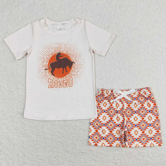 Baby Boys Clothes Rodeo Short Sleeve Tee Shirts Tops Aztec Shorts Sets BSSO0829