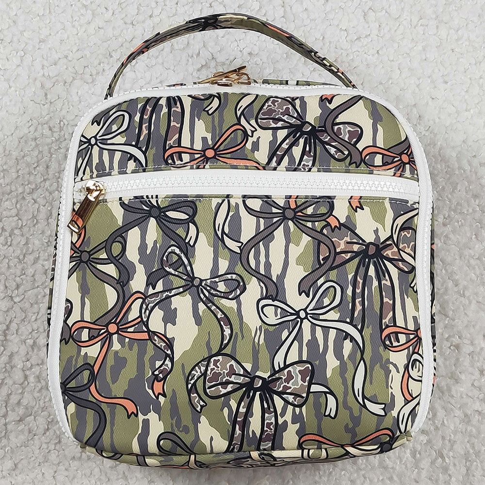 Baby Kids Bags Southern Olive Camo Bows Lunch Boxes Bags BA0393