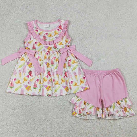 Baby Girls Clothes Colorful Popsicle Ice Creams Collar Tunic Ruffle Shorts Clothes Sets GSSO3067 1.5