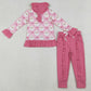 Baby Girls Clothes Pink Checked Santa Button Top Pockets Pants Christmas Clothes Sets GLP2881 10.14