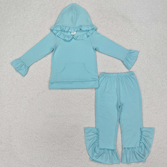 Baby Girls Clothes Hooded Ruffle Top Bell Pants Clothes Sets GLP2057