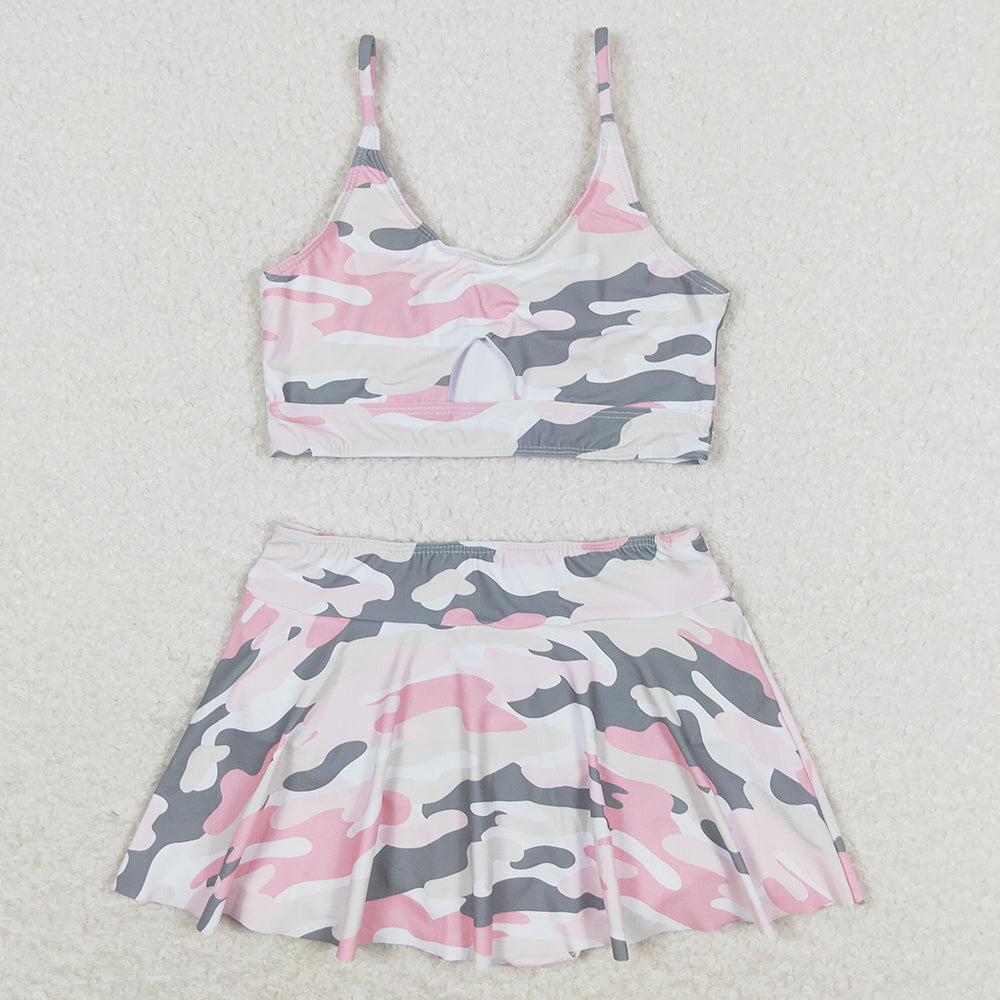 Baby Girls Swimsuits Summer Pink Camo Top Bottoms 2pcs Swimsuits S0285