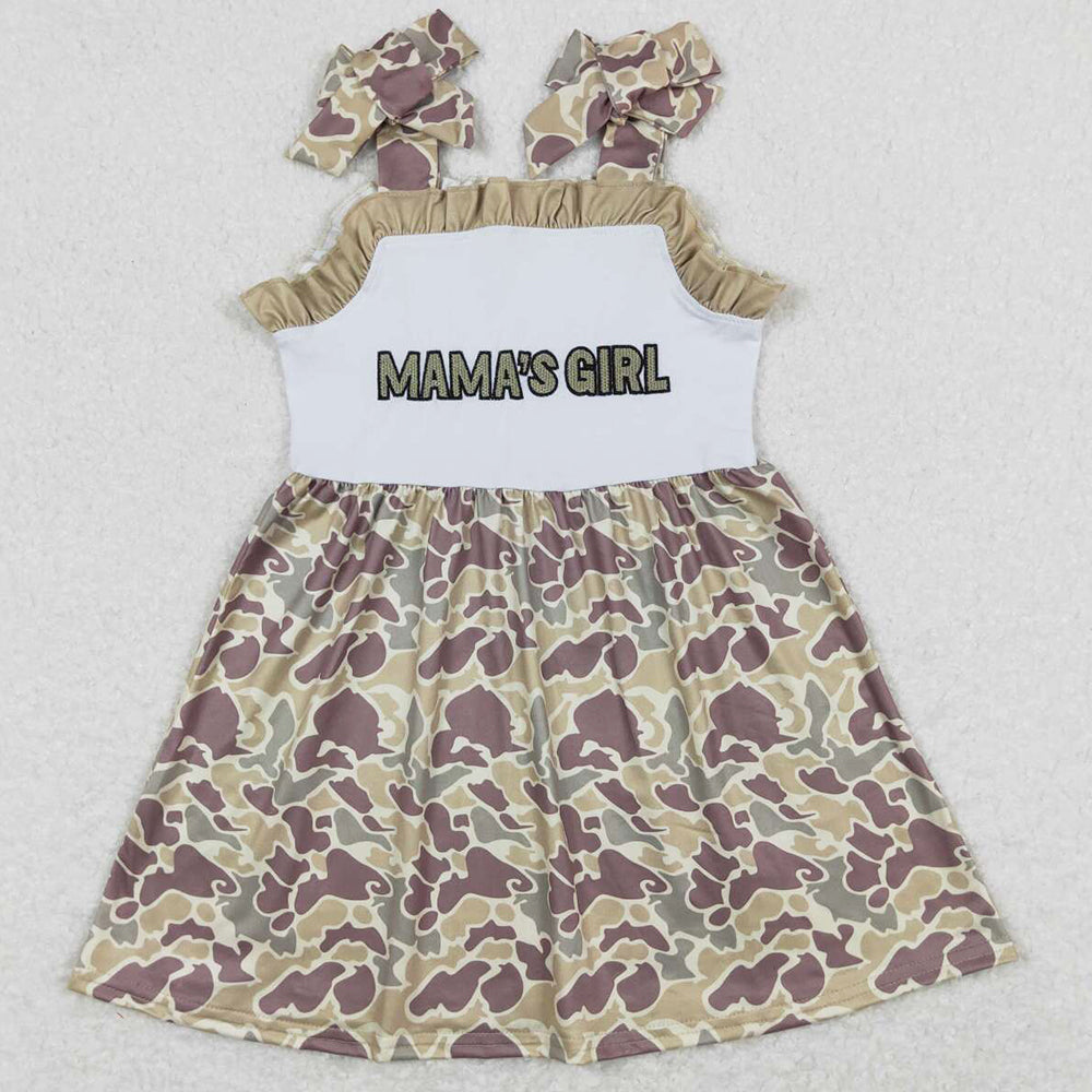 Baby Girls Dress Mama`s Girl Embroidery Knee Length Dresses GSD0810