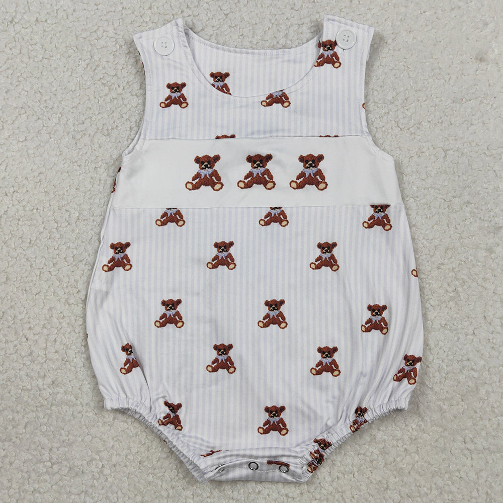 Baby Boys Rompers Sleeveless Grey Stripe Bears Rompers SR3570